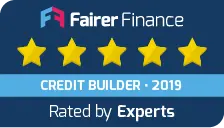 Fairer Finance award logo - Credit Builder Cards 2019, Rated by Experts